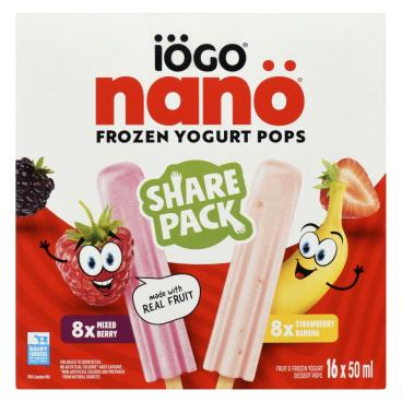 Iögo Nanö MIixed Berry And Strawberry Banana Frozen Yogurt Pops 16x50ml