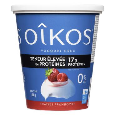 Oîkos Yogourt grec fraises framboises 0% M.G. 650g