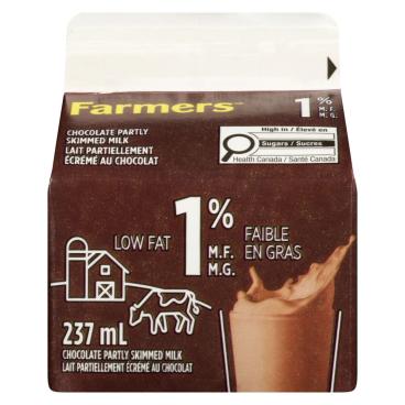 Farmers Partly Skimmed Chocolate Milk 1% M.F. 237ml