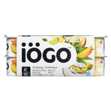 Iögo Pineapple-Coconut-Banana, Peach-Mango, Lemon-Lime, Vanilla Yogurt 1.5% M.F. 16x100g
