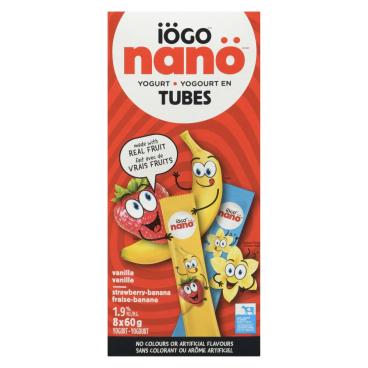 Iögo Vanilla Strawberry-Banana Yogurt Tubes 1.9% M.F. 8x60g