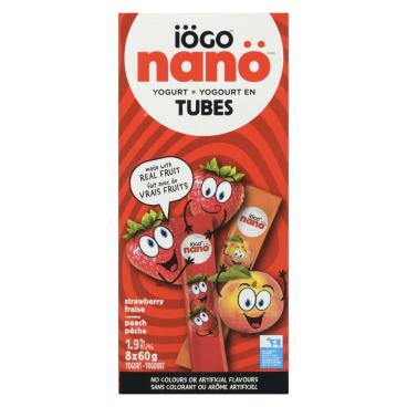Iögo Strawberry Peach Yogurt Tubes 1.9% M.F. 8x60g