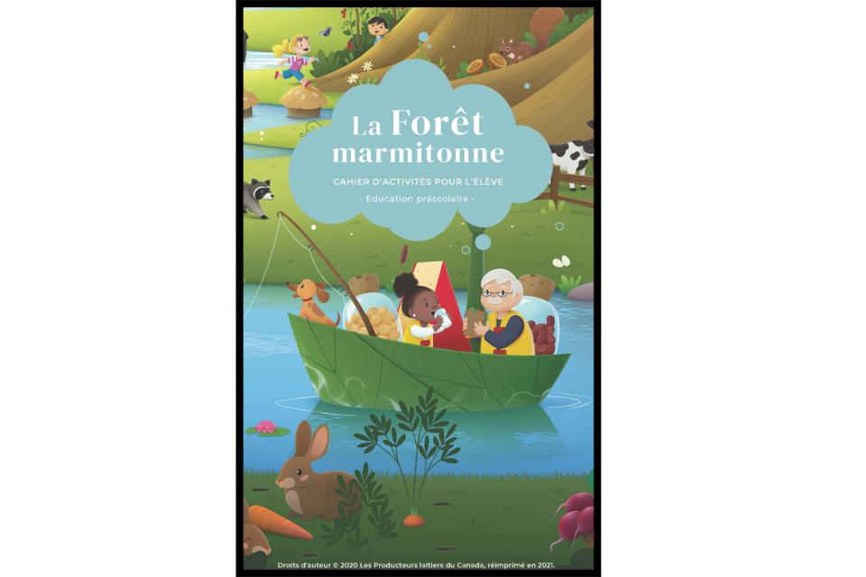 Couverture du cahier d'activités gratuit abordant le guide alimentaire canadien pour les élèves du préscolaire