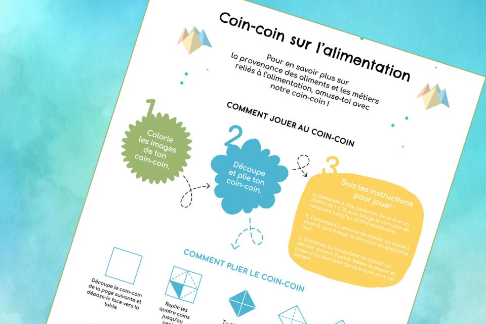 Fiche du jeu de coin-coin sur l’alimentation