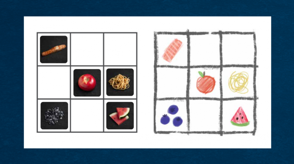 Bingo card with images of food in the squares.