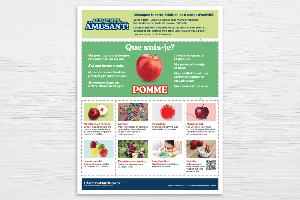 Les aliment c'est amusant - fiche pomme