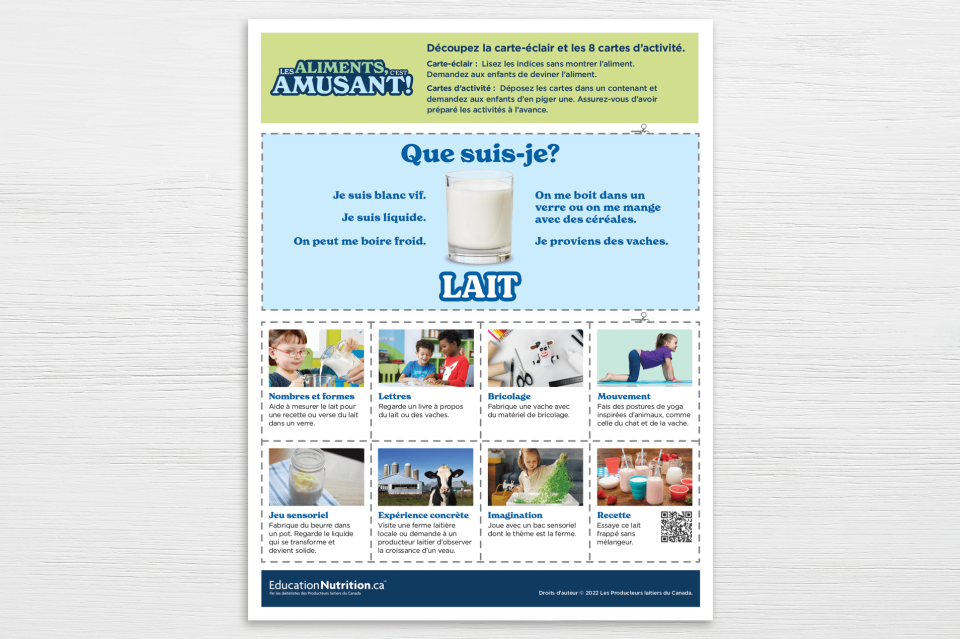 Les aliment c'est amusant - fiche lait