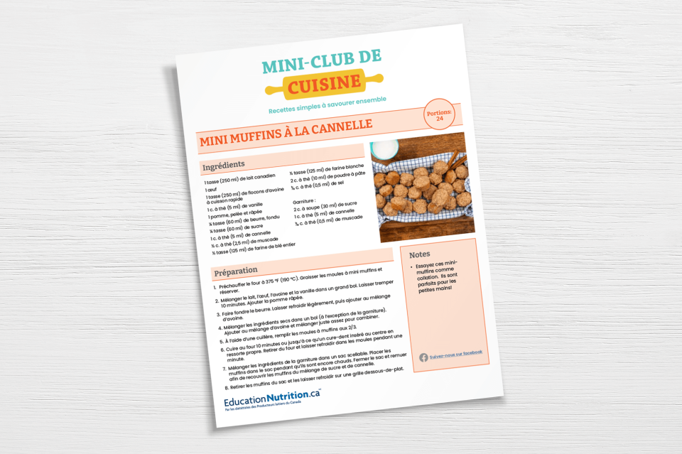Feuille de recette pour Mini muffins à la cannelle