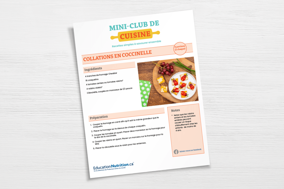 Feuille de recette pour Collations en coccinelle