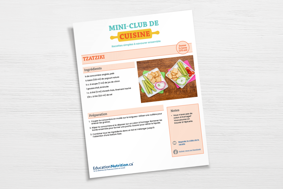 Feuille de recette Tzatziki