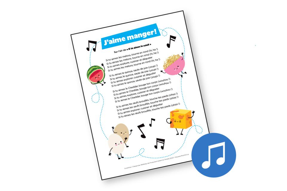 Page avec les paroles d’une comptine.