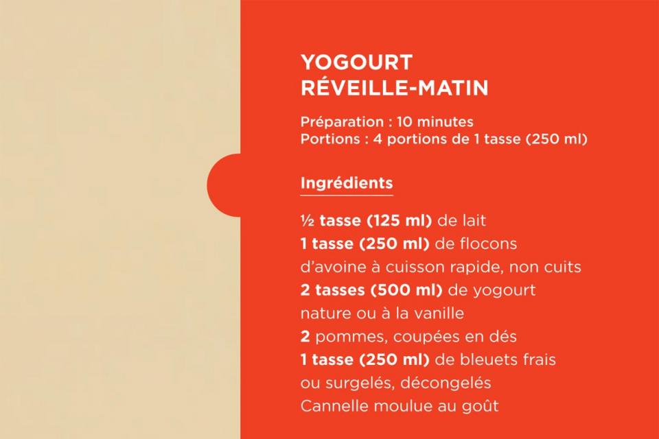 Liste d'ingrédients pour Yogourt Réveille Matin
