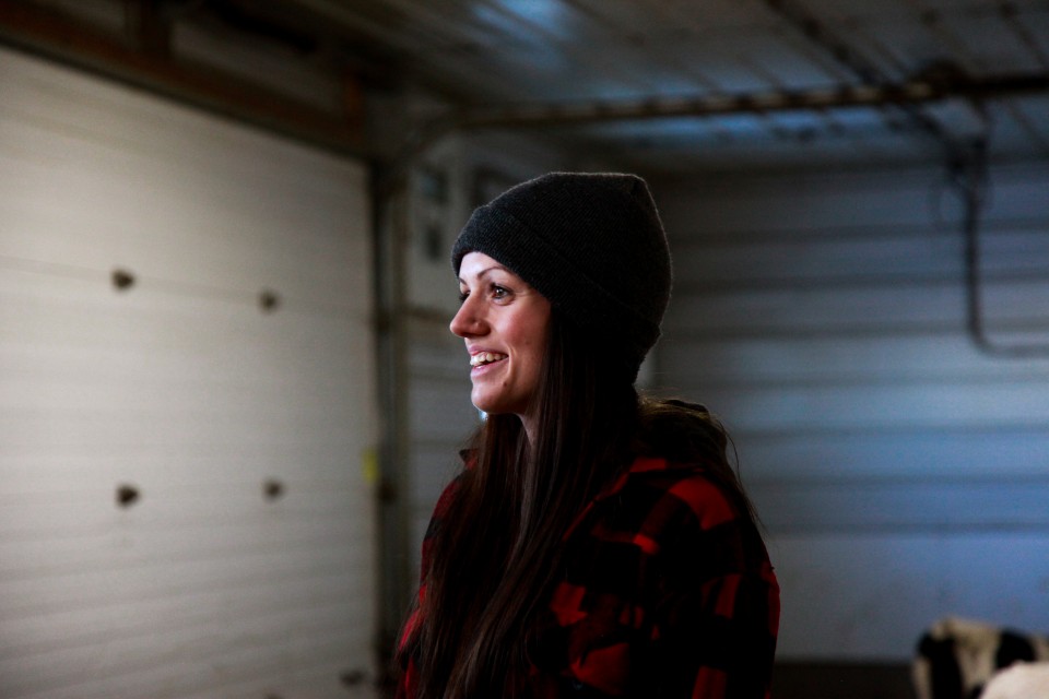 A Canadian dairy farmer in a barn