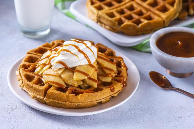 Gaufres caramel et pommes