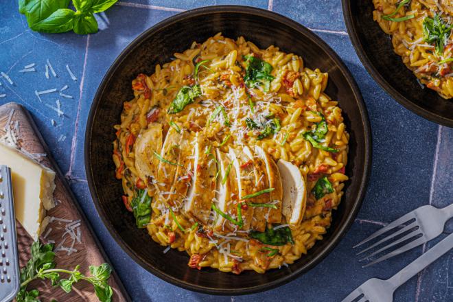 Orzo au poulet crémeux