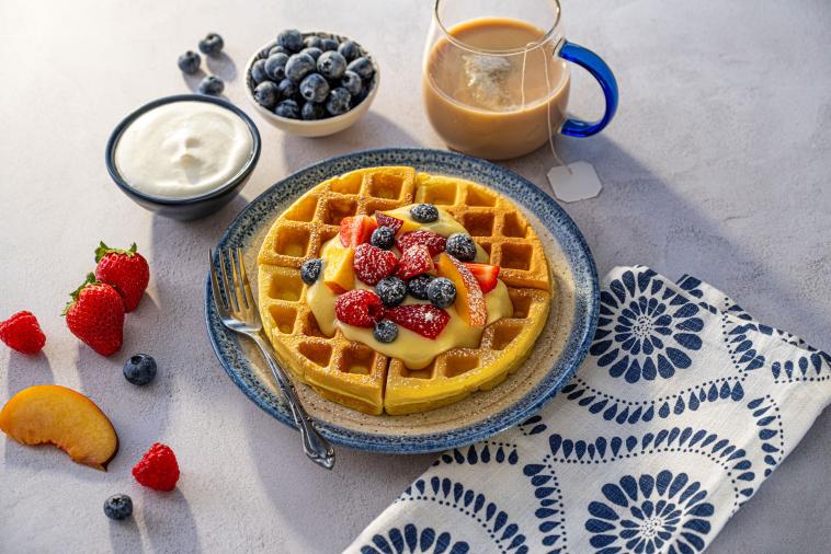 Belgian Waffles and Vanilla Custard