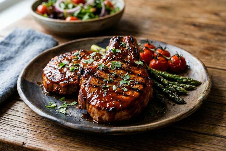 Côtelettes de porc avec sauce au barbecue