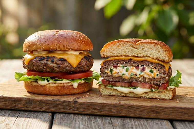 Burgers farcis façon jalapeño popper au fromage à la crème et cheddar canadiens
