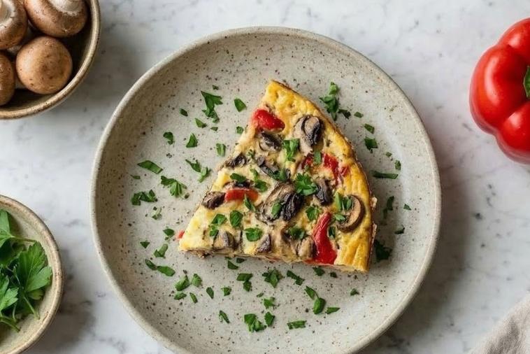 Frittata aux champignons et au poivron rouge 