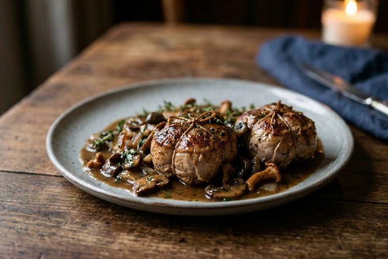 Paupiettes de porc a la forestiere