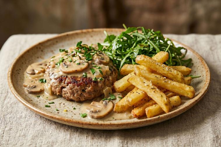 veal burgers with mushroom sauce