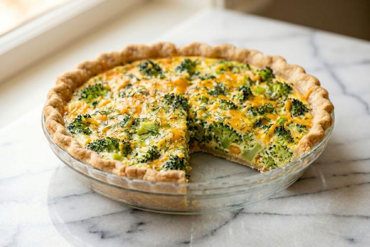 quiche au cheddar et au brocoli