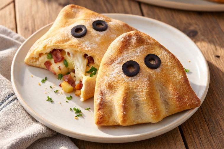 Calzone « fantôme effrayant » à la mozzarella 