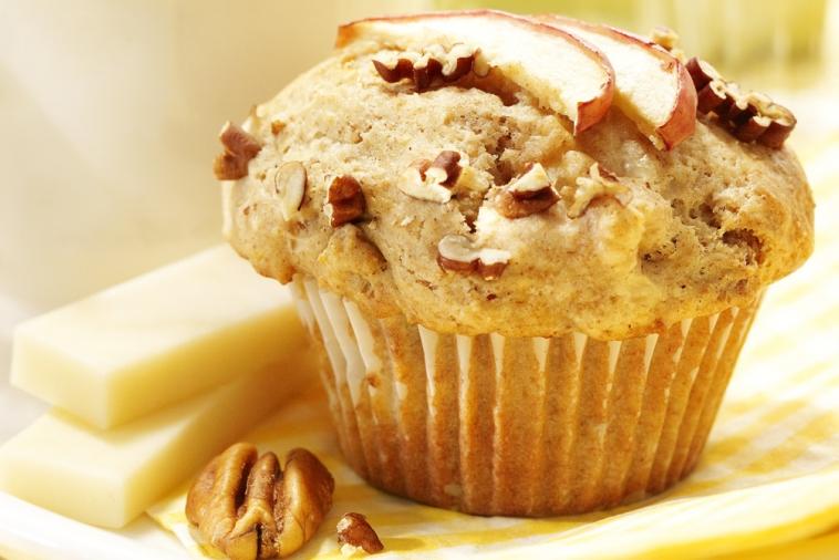 apple pecan muffins with brick