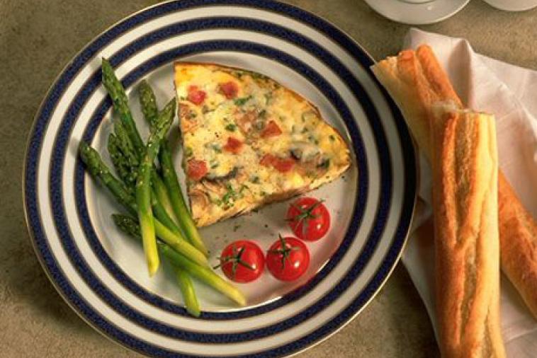 bacon and mushroom frittata with canadian swiss cheese