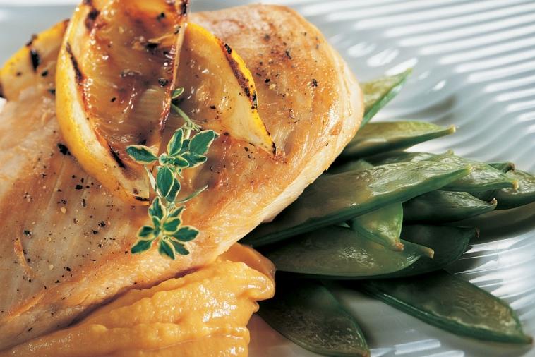 breast of chicken and three cheese sweet potatoes
