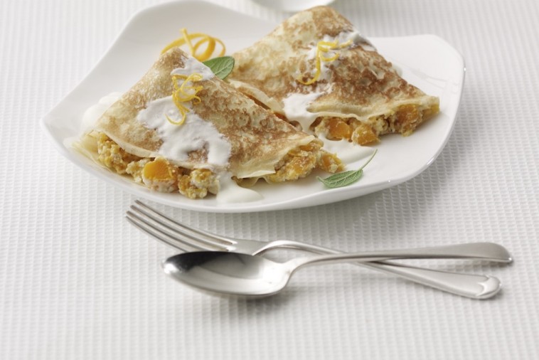 butternut squash ricotta filled crepes with maple creme fraiche butternut squash ricotta filled crepes with maple creme fraiche