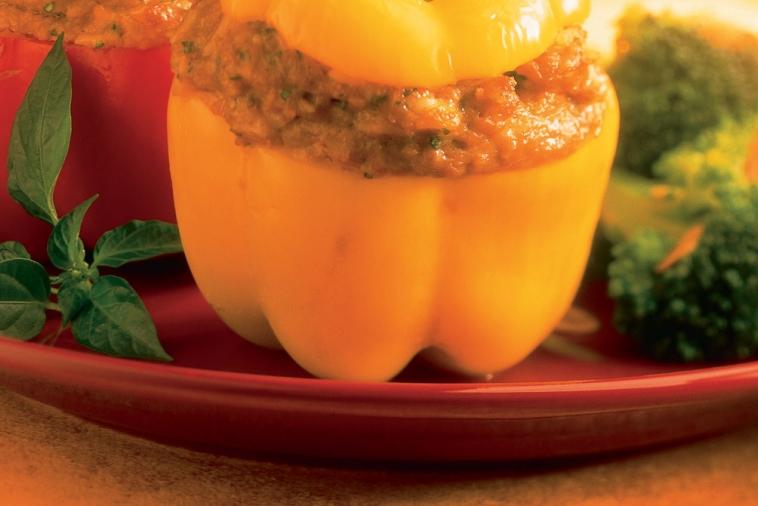 cheddar and pumpkin stuffed peppers
