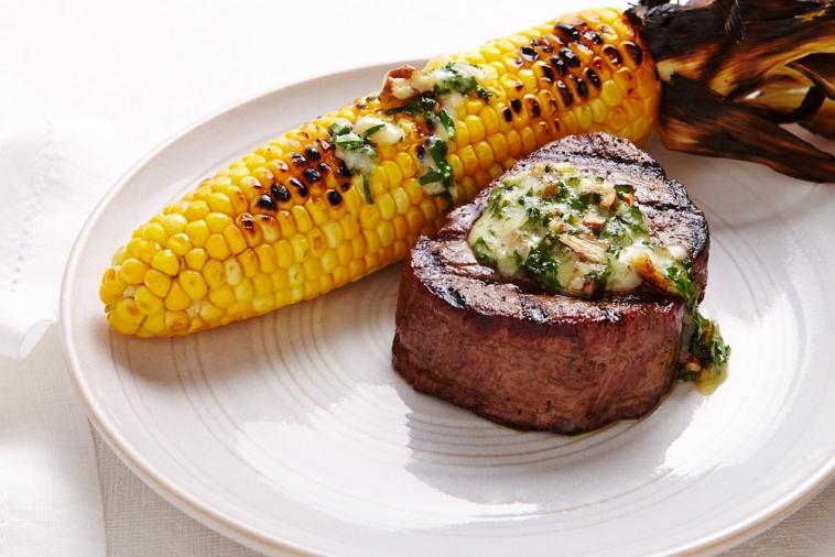 cheddar onion butter on steak and corn on the cob