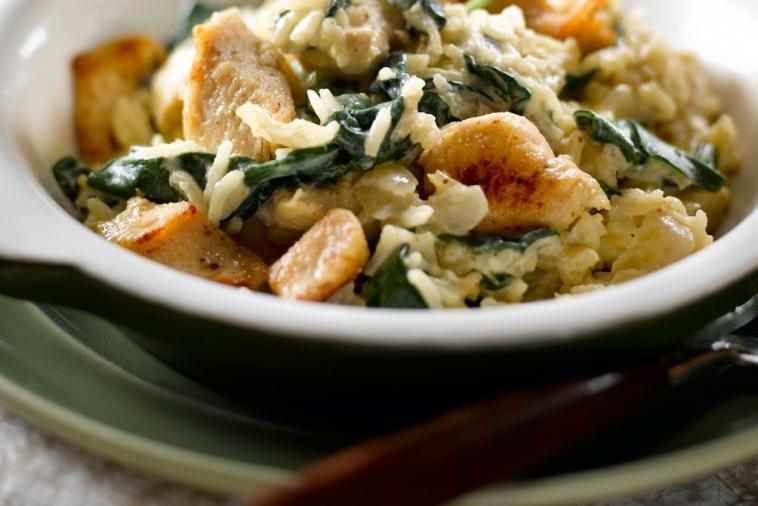 chicken and spinach rice pot