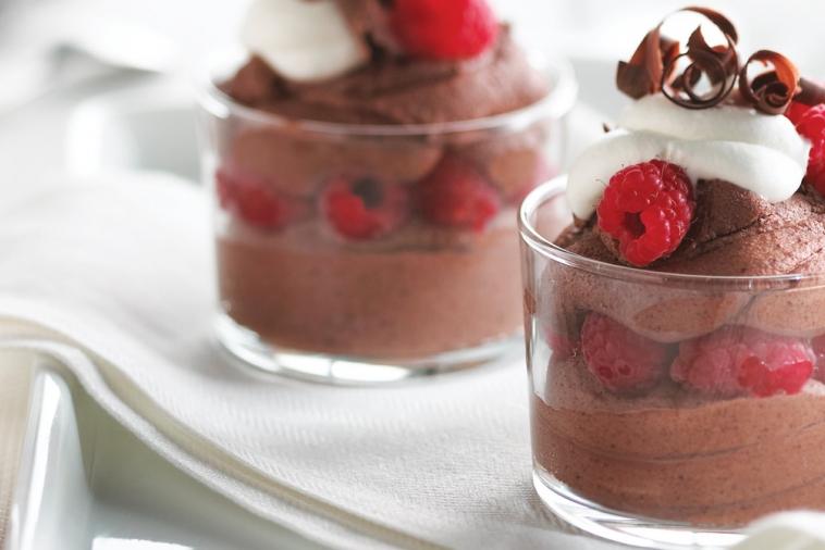 chocolate mousse with raspberries