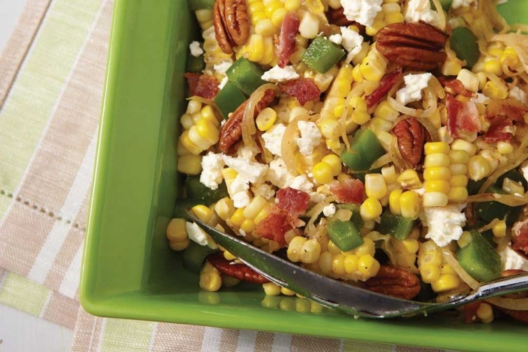 corn bacon and feta salad