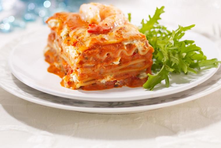 creamy seafood lasagna with herbs