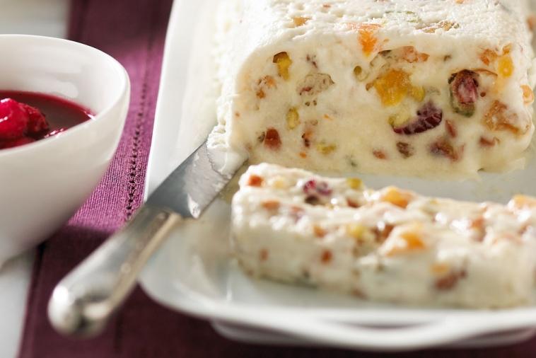 frozen nougat with dried fruit