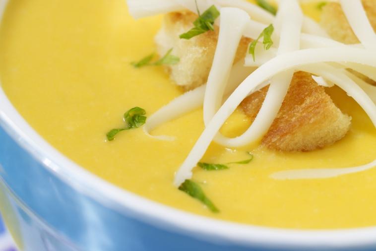 golden carrot soup with mozzarella