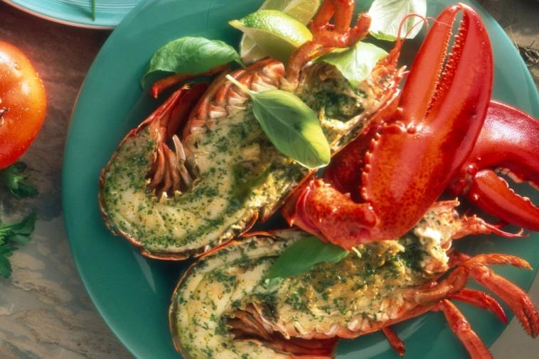 grilled lobster with basil
