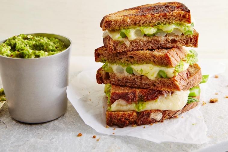 grilled swiss cheese sandwich with asparagus