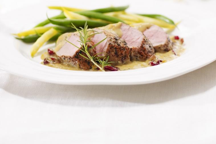 pork tenderloin with spiked gouda and cranberries