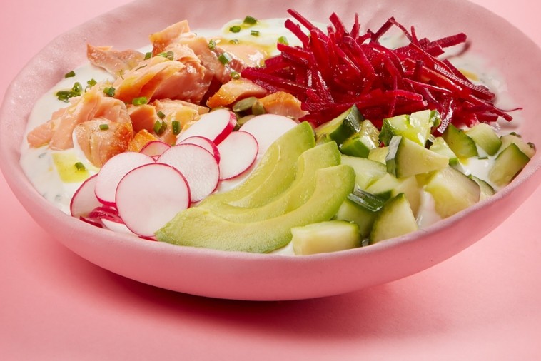 salmon veggies and yogurt bowl salmon veggies and yogurt bowl