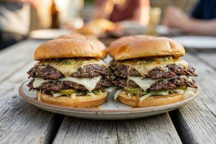 Burgers smash au beurre cowboy et cheddar canadien vieilli